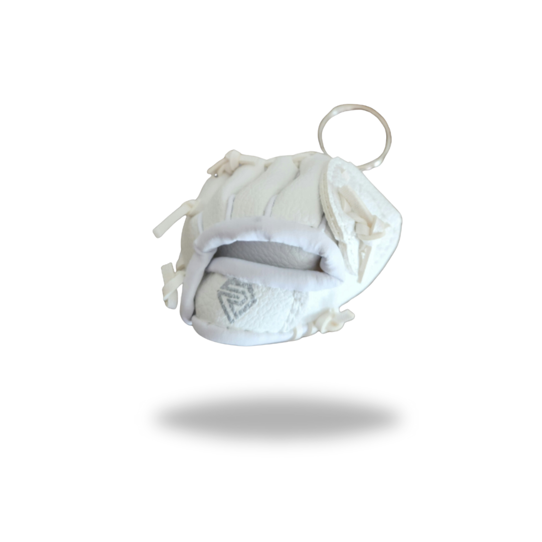 White Softball Glove Mini Keychain