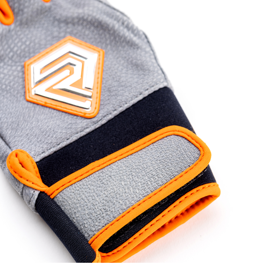 Youth Fastpitch Batting Gloves - Grey and Orange