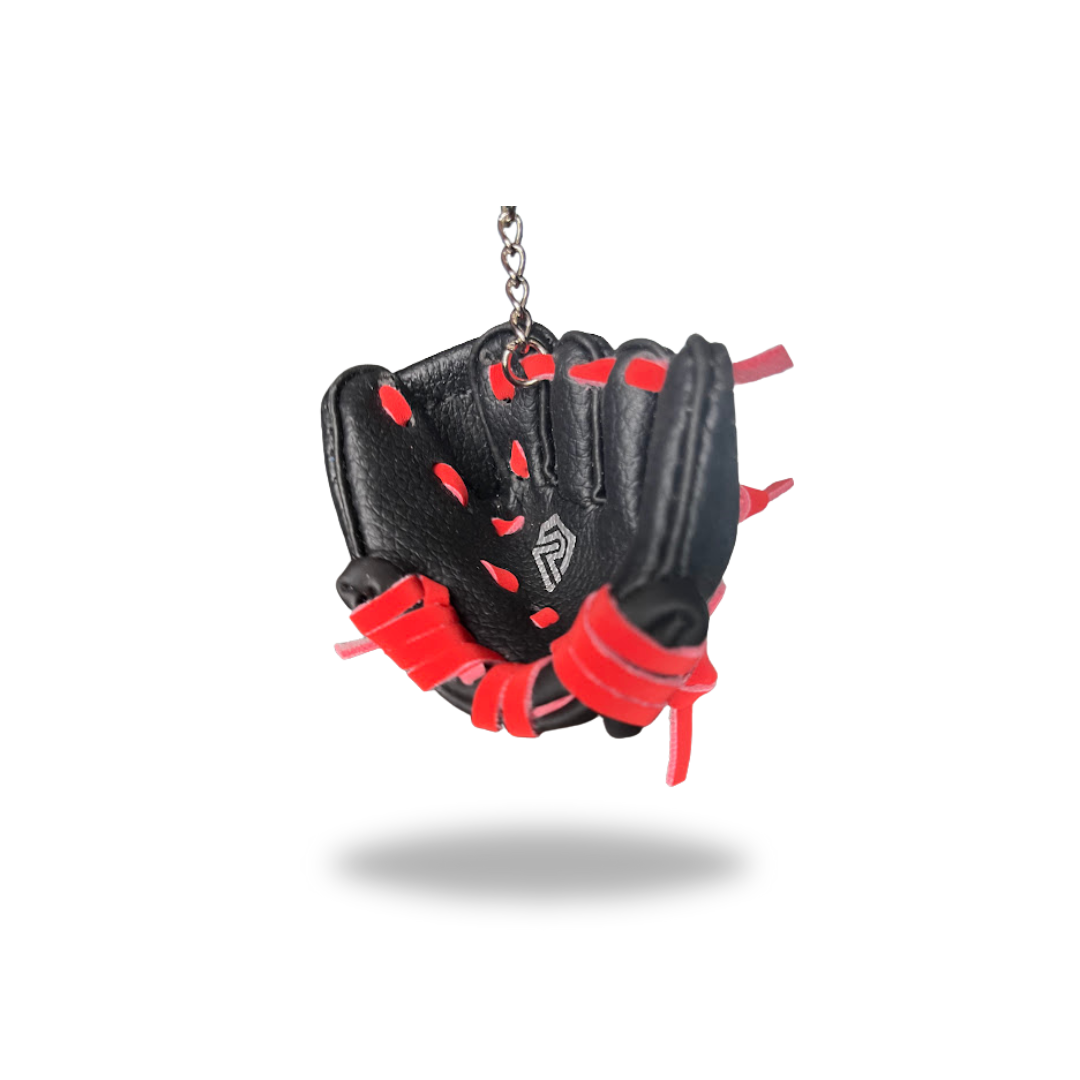 Mini Glove Keychain Black with Red Laces