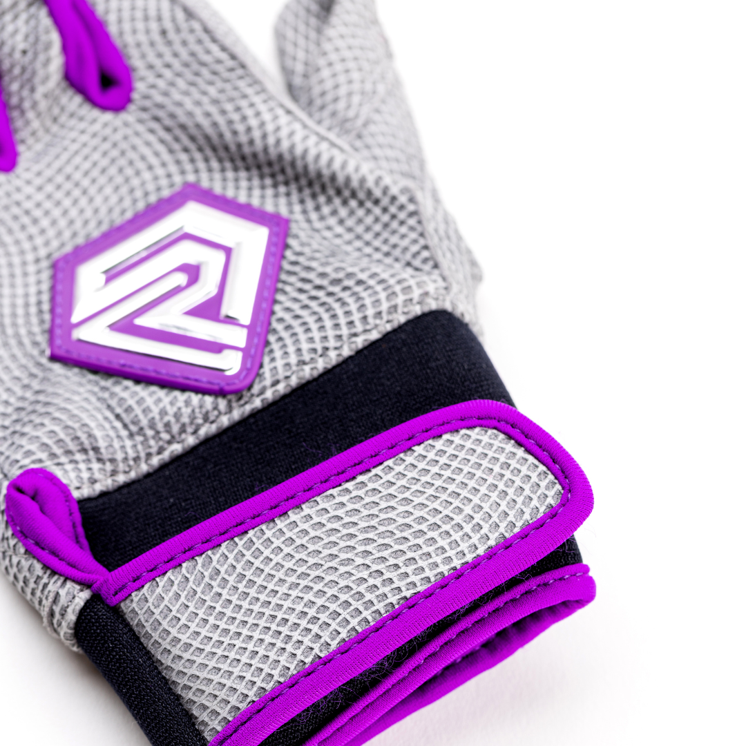 Youth Fastpitch Batting Gloves - Grey and Purple