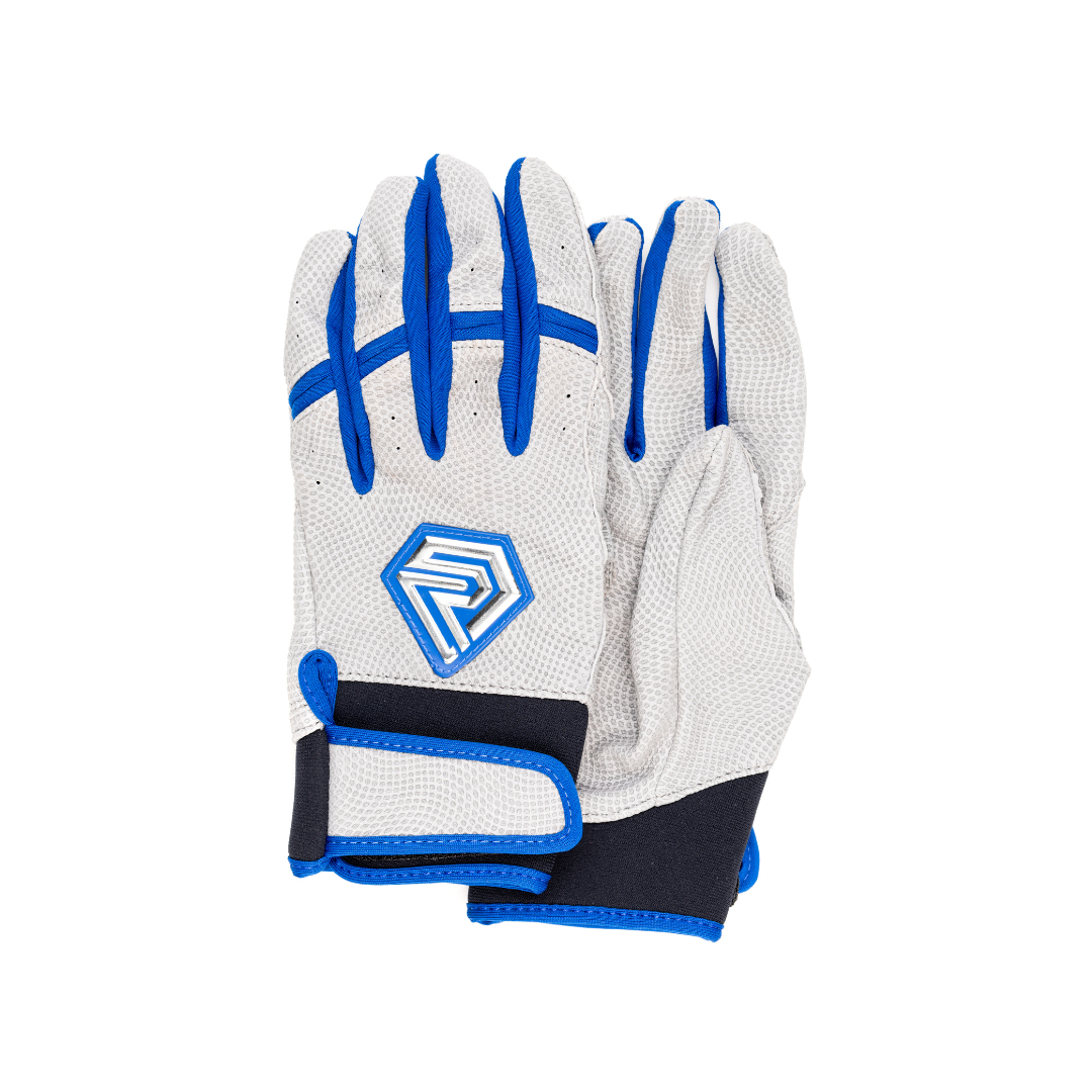 Youth Fastpitch Batting Gloves - Grey and Royal Blue