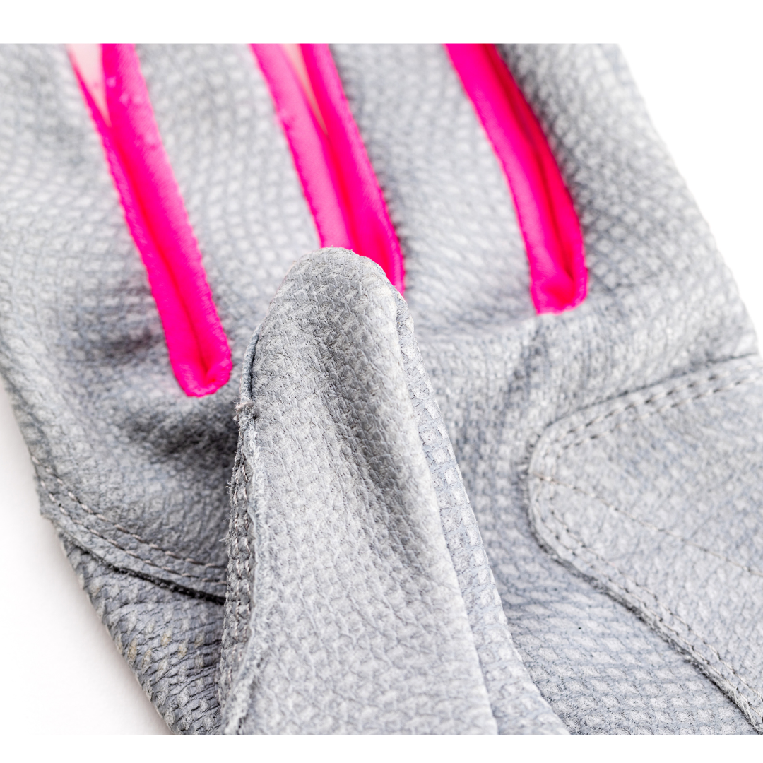 Youth Fastpitch Batting Gloves - Grey and Hot Pink