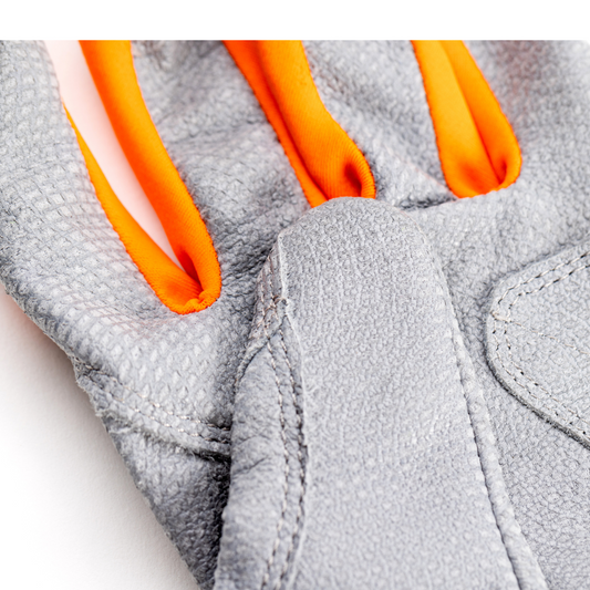 Youth Fastpitch Batting Gloves - Grey and Orange