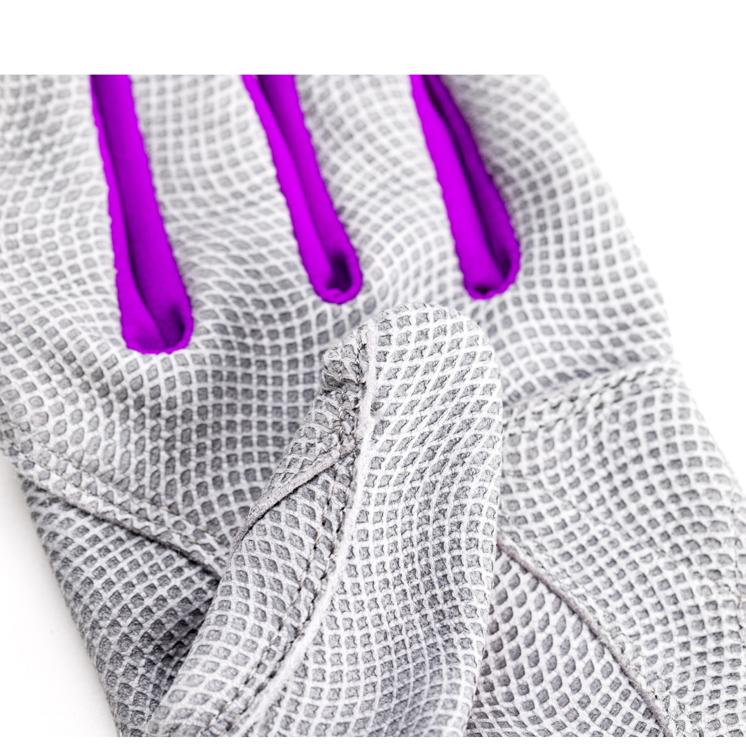 Youth Fastpitch Batting Gloves - Grey and Purple