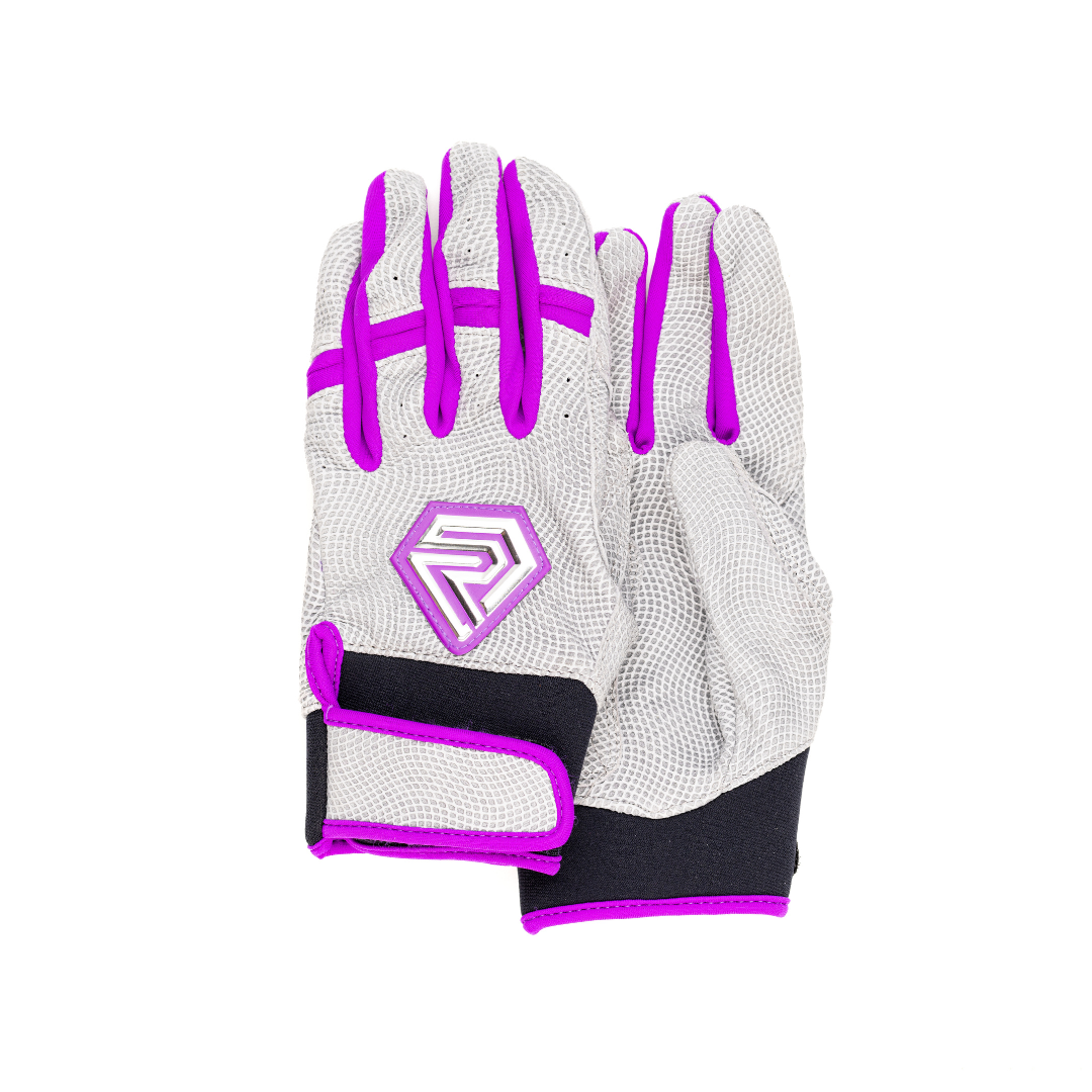 Youth Fastpitch Batting Gloves - Grey and Purple