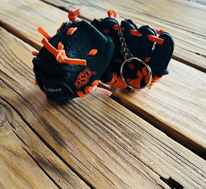 OSU - Mini Glove Keychain Black with Orange lace