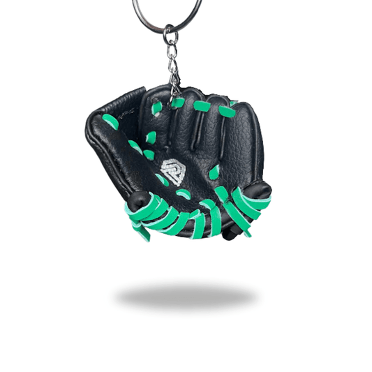 Mini Glove Keychain Black with Green Laces - Resilient SFBL