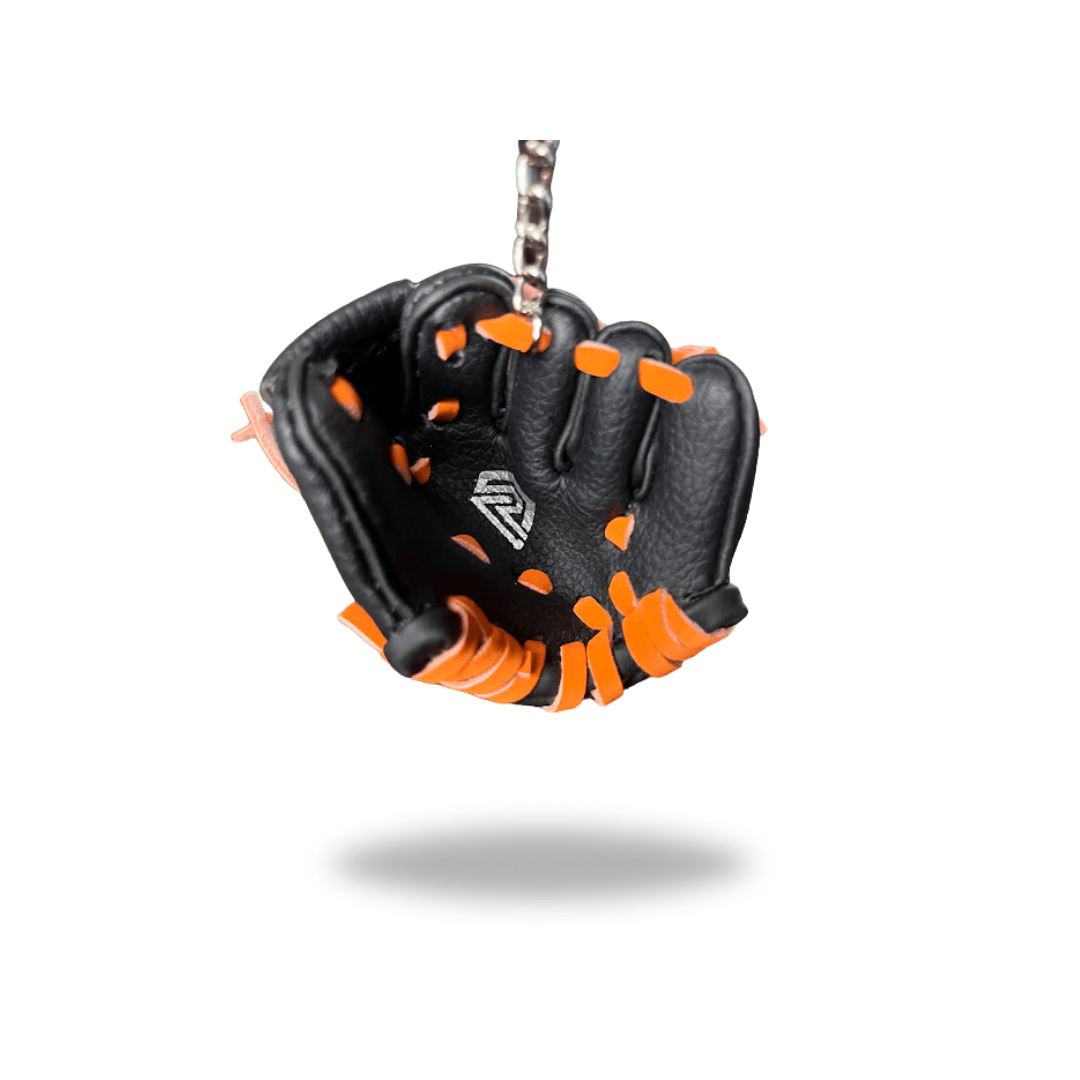 Mini Glove Keychain Black with Orange Laces - Resilient SFBL