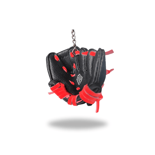 Mini Glove Keychain Black with Red Laces - Resilient SFBL