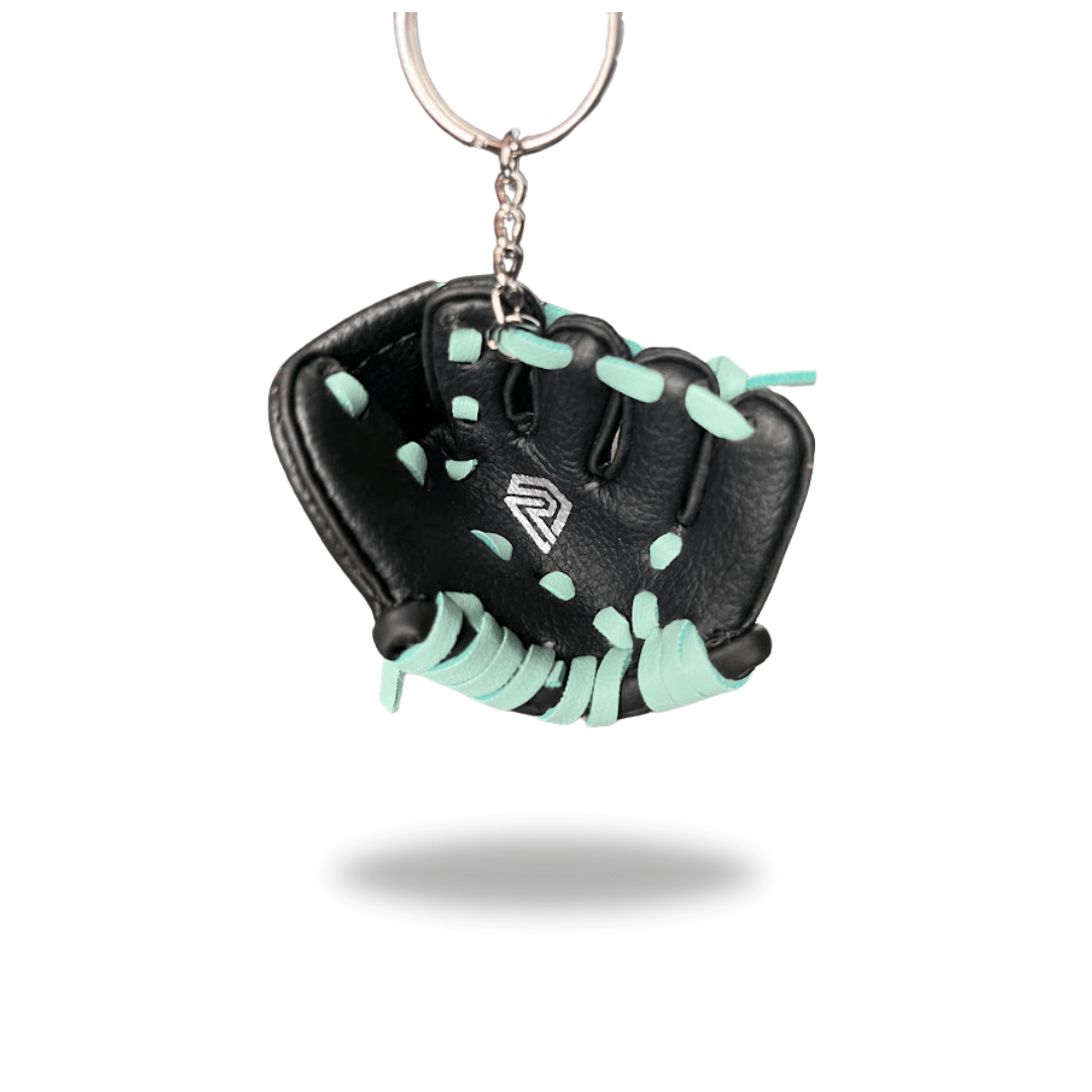 Mini Glove Keychain Black with Teal laces - Resilient SFBL