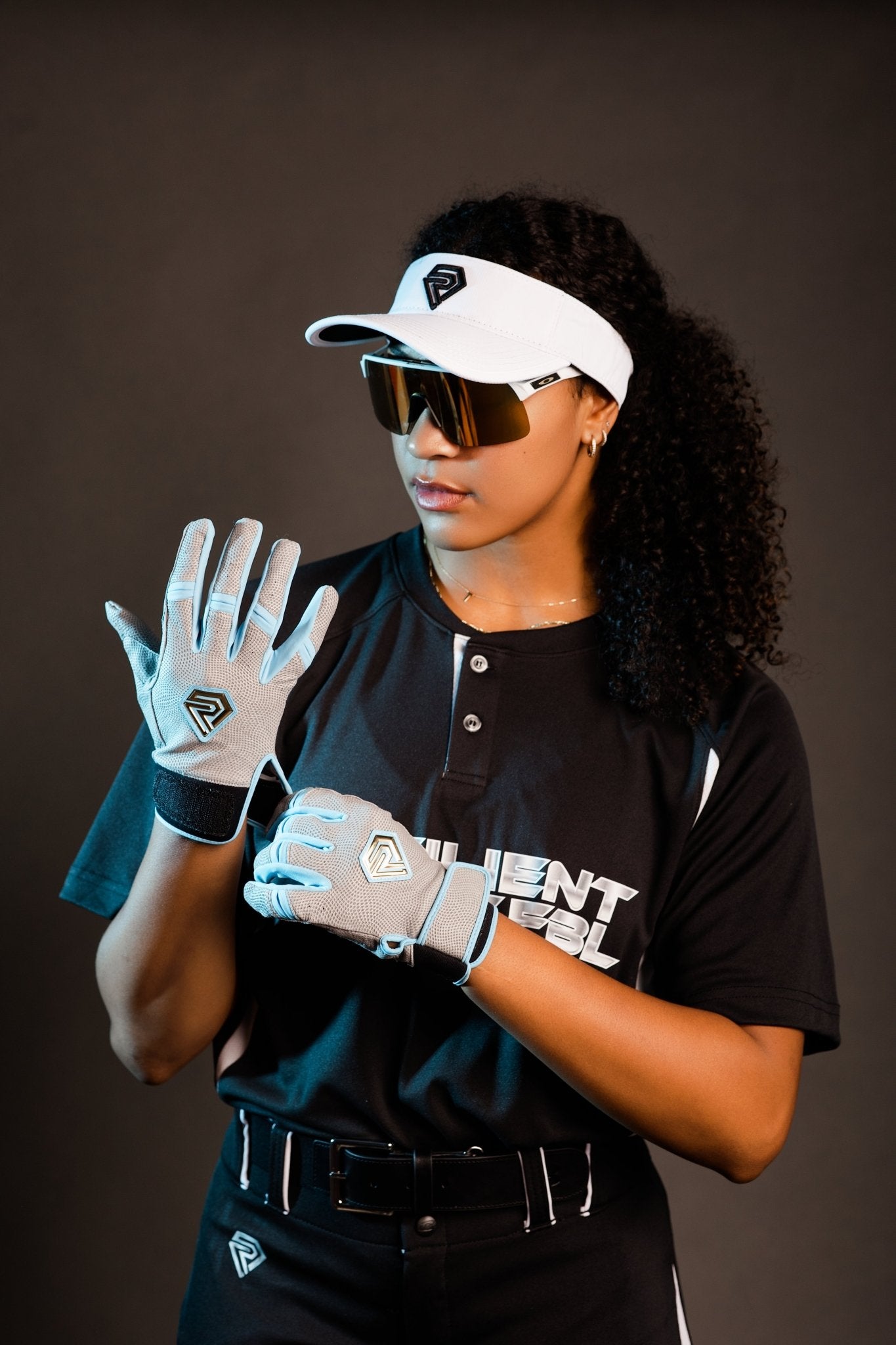 Resilient Championship Fastpitch Batting gloves - Grey and Angel Blue - Resilient SFBL