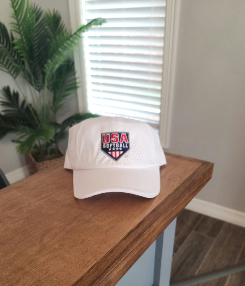 USA Softball - vented white hat