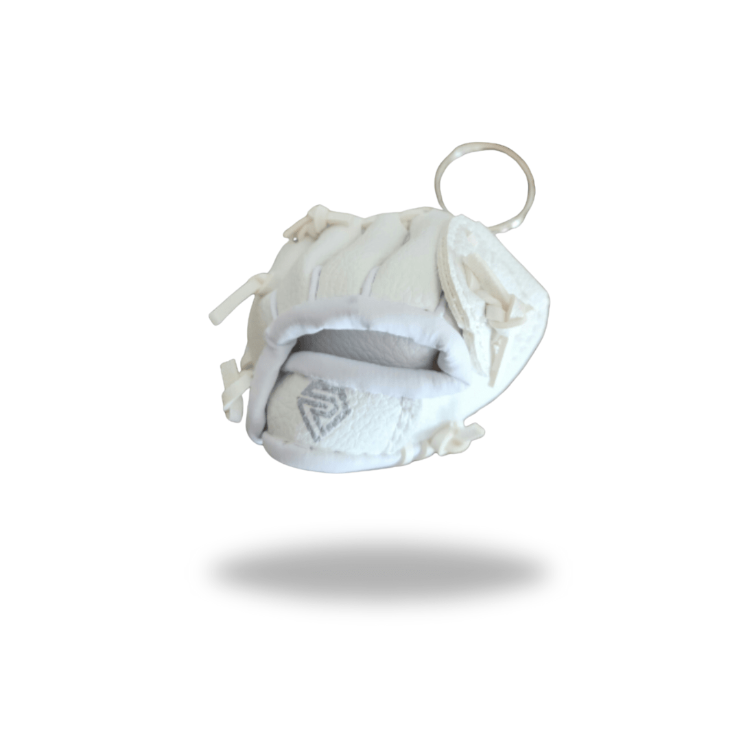 White Softball Glove Mini Keychain - Resilient SFBL