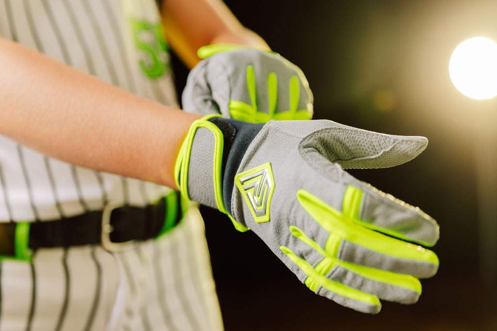 Youth Fastpitch Batting Gloves - Grey and Neon Green - Resilient SFBL