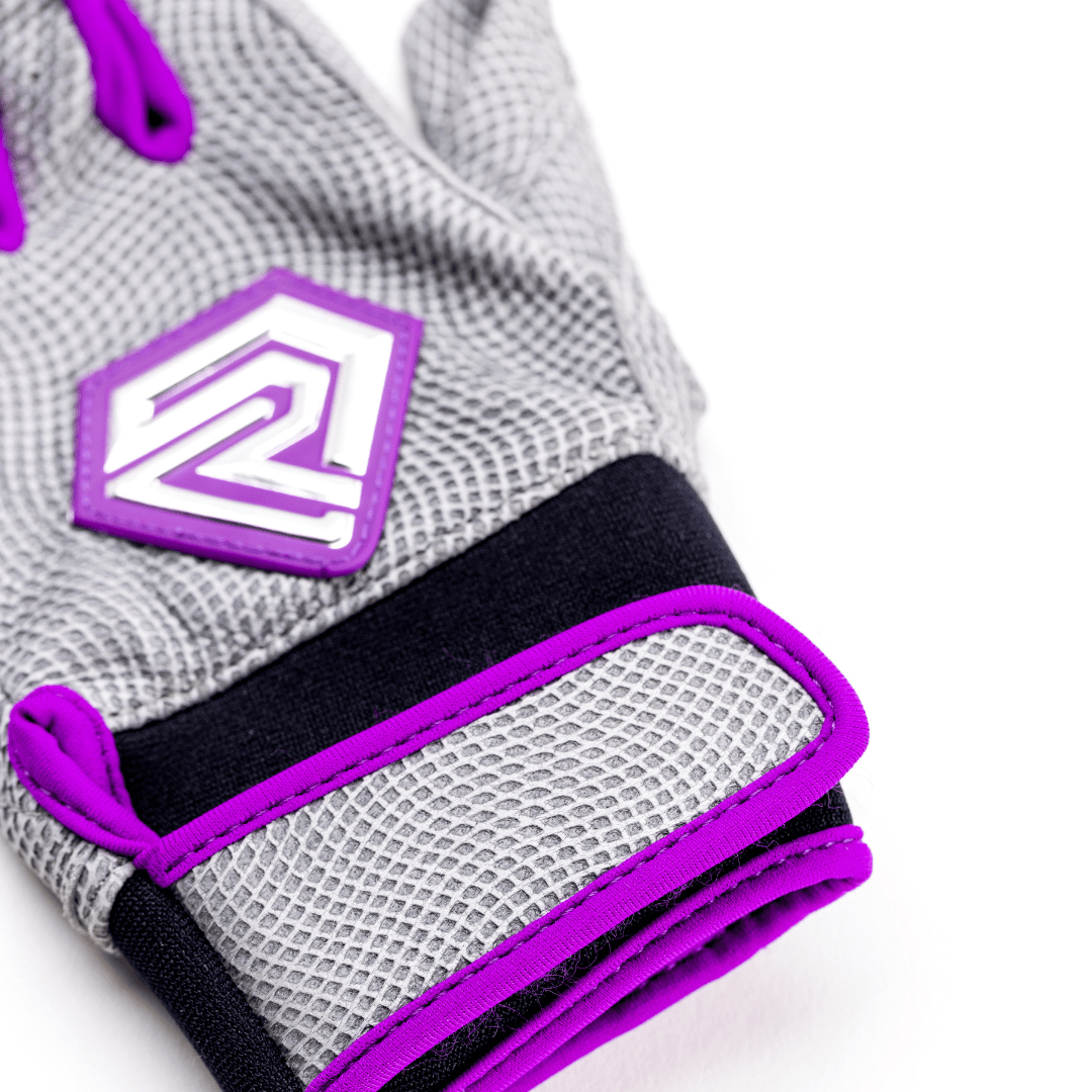 Youth Fastpitch Batting Gloves - Grey and Purple - Resilient SFBL